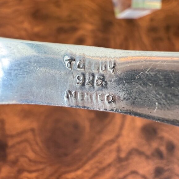 Vintage Mexican Sterling Silver Hinged Clamper Bracelet Azurite & Lapis Inlay 92 - Picture 5 of 12